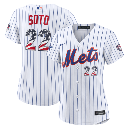 2026 All-Star Edition Stars & Stripes Women's New York Mets Juan Soto Nike White Stadium Jersey