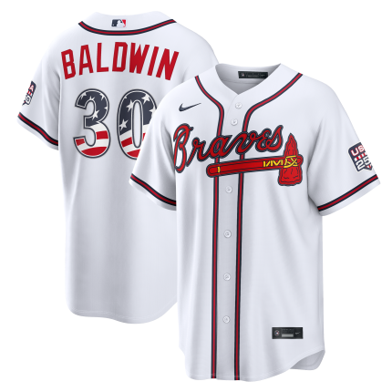 Fourth of July Men's Atlanta Braves Drake Baldwin Nike White USA 250 Stadium Jersey