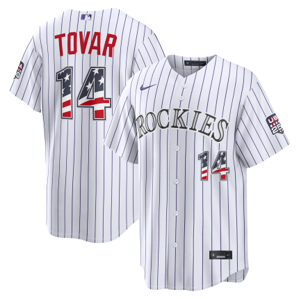 Fourth of July Men's Colorado Rockies Ezequiel Tovar Nike White USA 250 Stadium Jersey