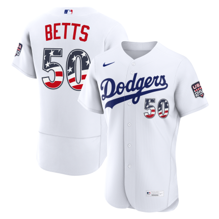 Fourth of July Men's Los Angeles Dodgers Mookie Betts Nike White USA 250 Authentic Jersey