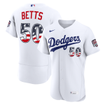 Fourth of July Men's Los Angeles Dodgers Mookie Betts Nike White USA 250 Authentic Jersey