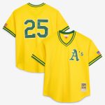 Men's Athletics Mark McGwire Mitchell & Ness Gold Authentic Batting Practice Jersey