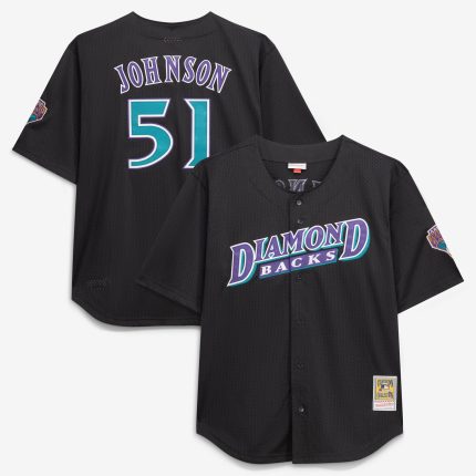 Men's Arizona Diamondbacks Randy Johnson Mitchell & Ness Black Big & Tall Cooperstown Mesh Batting Practice Jersey