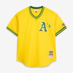 Men's Athletics Rickey Henderson Mitchell & Ness Yellow Authentic Batting Practice Jersey