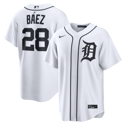 Men's  Detroit Tigers Javier Báez Nike White Home Replica Jersey