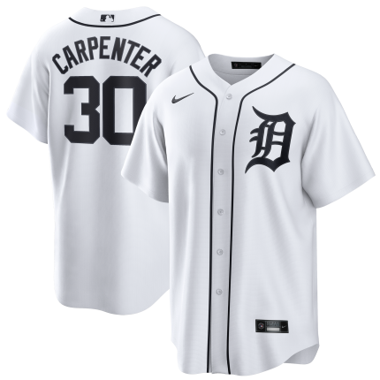 Men's  Detroit Tigers Kerry Carpenter Nike White Home Replica Jersey
