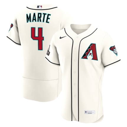 Men's Arizona Diamondbacks Ketel Marte Nike Cream Home Authentic Sponsor Patch Jersey