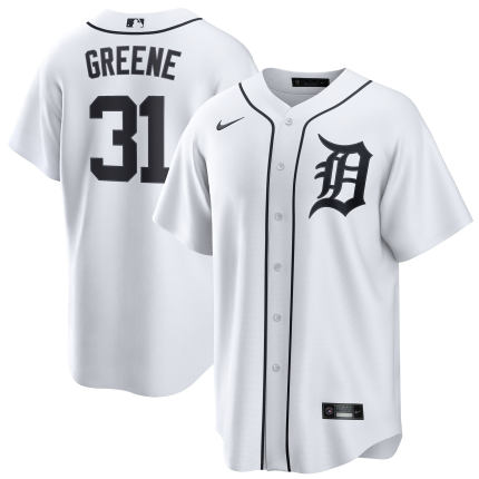 Men's  Detroit Tigers Riley Greene Nike White Home Replica Jersey